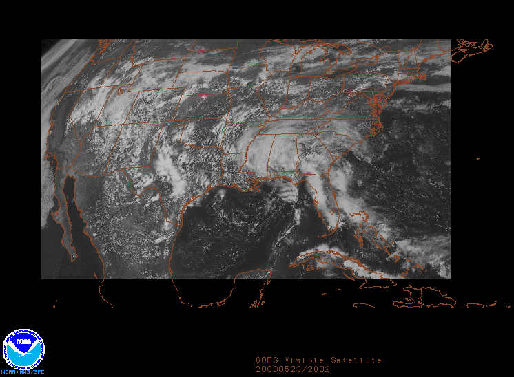 GOES Visible image on 23 may 2009 at 20:32 UTC