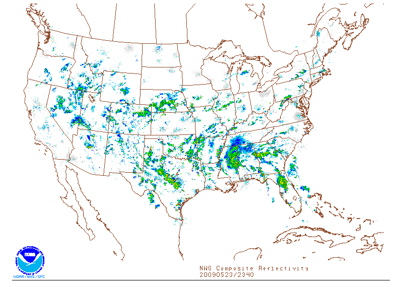 NWS Composite Reflectivity on 23 may 2009 at 23:40 UTC