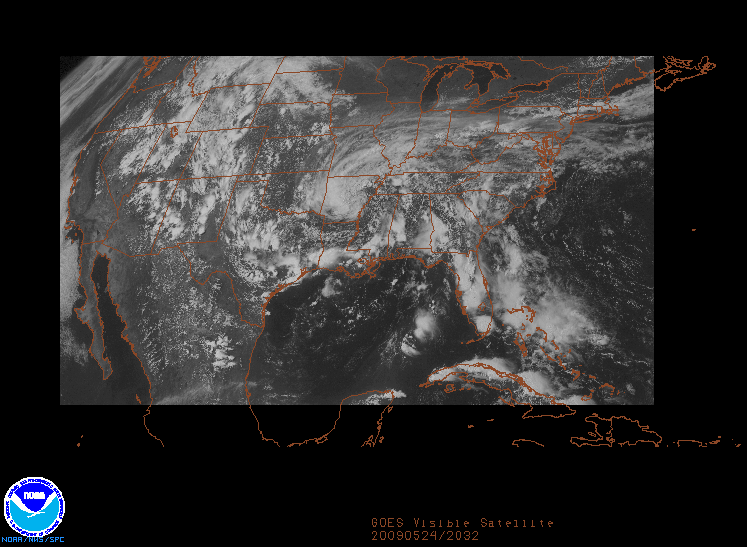 GOES Visible image on 24 may 2009 at 20:32 UTC