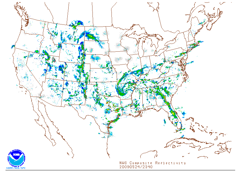 NWS Composite Reflectivity on 24 may 2009 at 23:40 UTC