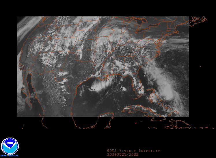 GOES Visible image on 25 may 2009 at 20:32 UTC