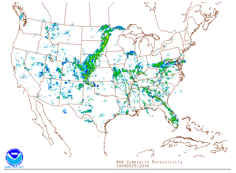 NWS Composite Reflectivity on 25 may 2009 at 23:40 UTC