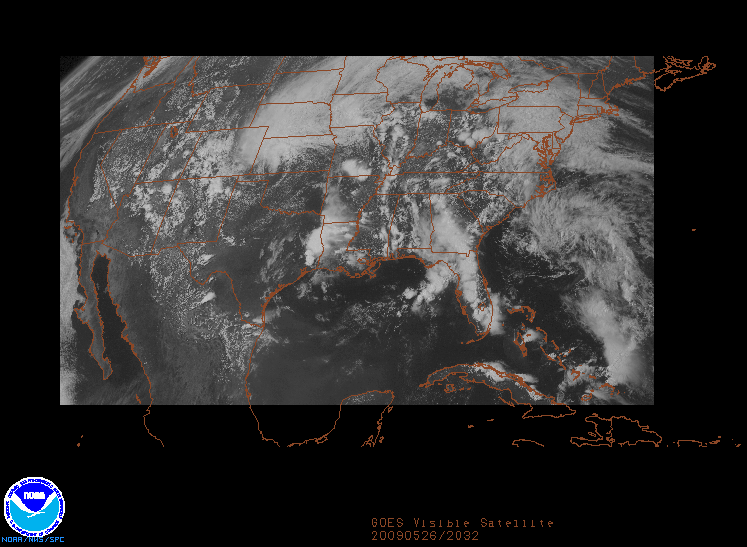 GOES Visible image on 26 may 2009 at 20:32 UTC