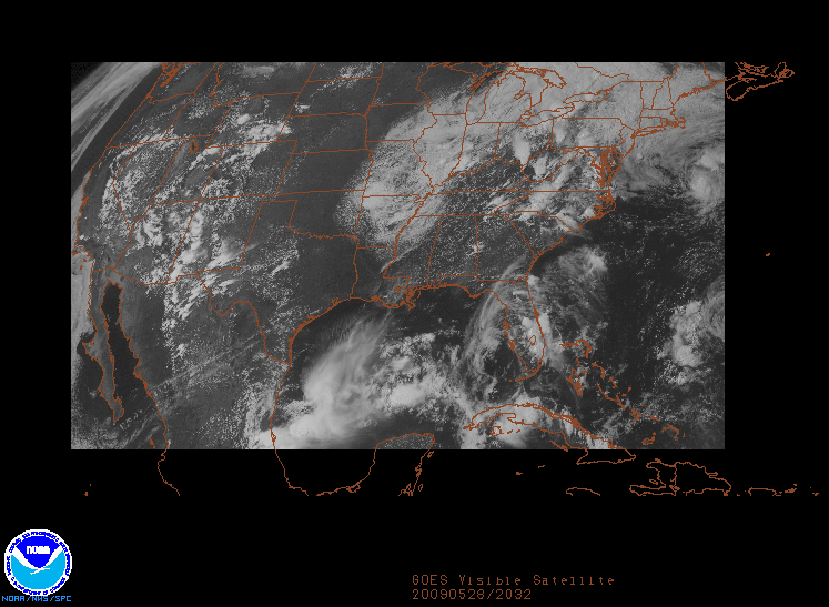 GOES Visible image on 28 may 2009 at 20:32 UTC