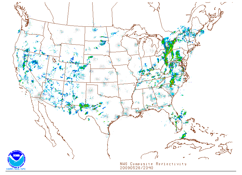 NWS Composite Reflectivity on 28 may 2009 at 23:40 UTC