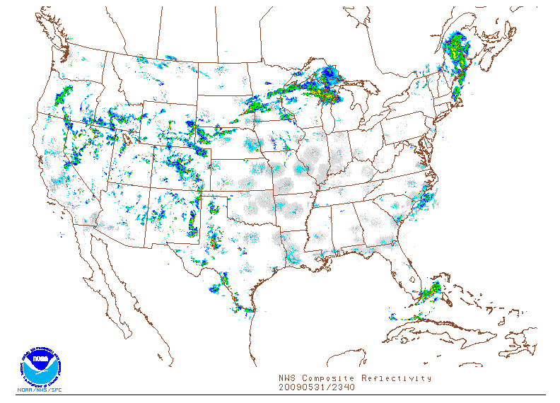 NWS Composite Reflectivity on 31 may 2009 at 23:40 UTC