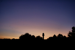 Twilight glow caused by Volcanic ash erupted into the atmosphere and/or stratosphere