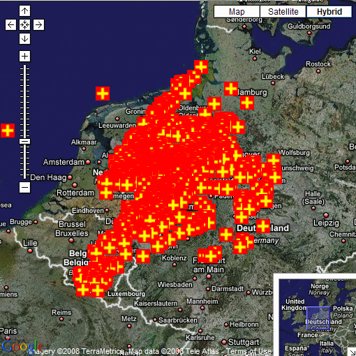 Lightning, 22 june 2008 - accumulated lightning